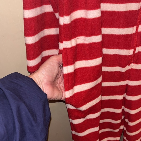 Nick & Nora footed red white sock monkey pajamas adult size small - Picture 6 of 12